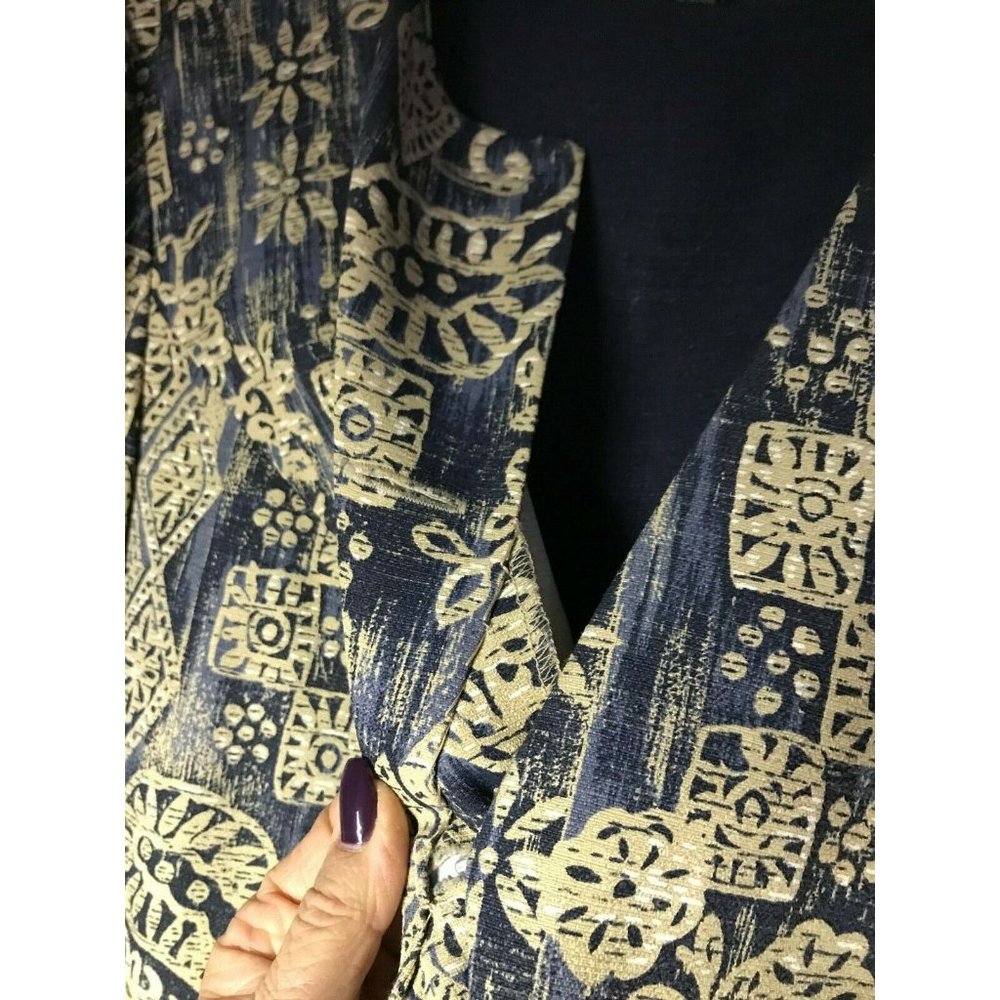 Leslie Fay Women's Petite Navy and Beige 2 Piece Dress and Jacket Set - Picture 4 of 4